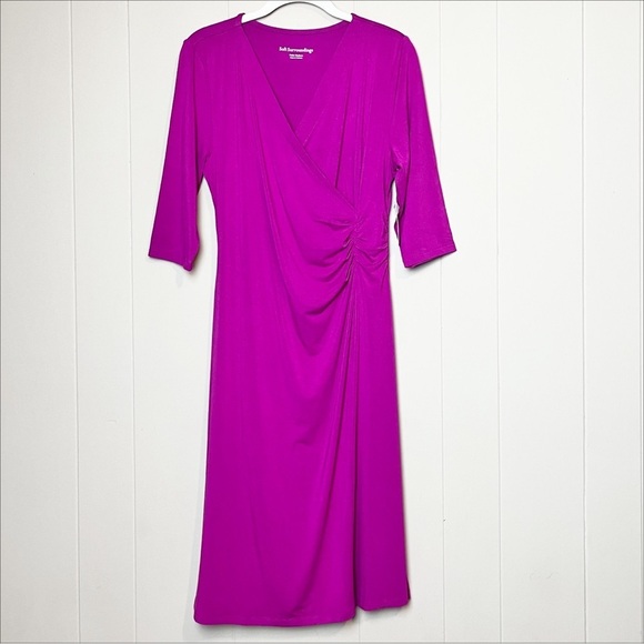 Soft Surroundings NWT Hyannis Faux Wrap Midi Dress Medium Petite MP stretch knit - Picture 2 of 12